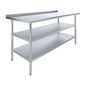 AmGood Stainless Steel Work Table with 1.5" Backsplash and 2 Shelves | Metal Kitchen Food Prep Table | NSF (72" Long x 30" Deep) - size: 72" Long x 30" Deep