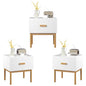 Modern Minimalist White Nightstand with Solid Pine Wood Legs & Spacious Drawer - Versatile Bedside Table for Bedroom, Living Room, or Small Apartment