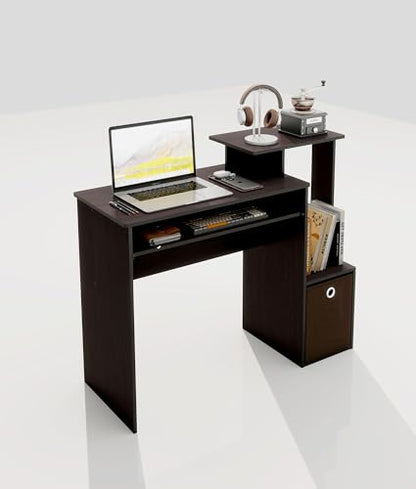 Small Computer Desk for Bedroom, Home Office Desk with Drawers Storage Shelves for Living Room Study Bedroom, Dark Walnut/Brown - color: Dark Walnut