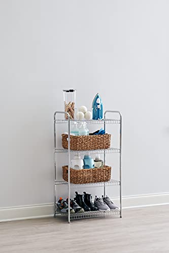 Rubbermaid 4-Tier Heavy Duty Wire Shelf, Satin Nickel, Easy Assemble with Hardware Included, for Food/Laundry/Closet Home Storage Use - style: Storage Shelf