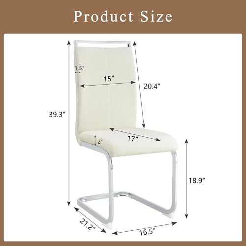 Baysitone Modern Dining Chairs Set of 2, Side Dining Room Chairs, High Back Kitchen Chairs with Suede Fabric Padded Seat for Dining Room,Kitchen, Living Room Cream White - color: Cream White, size: Set of 2