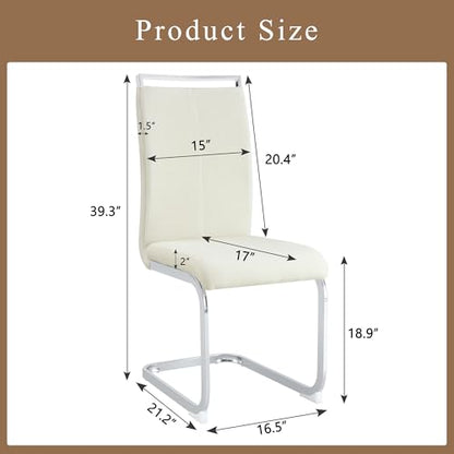 Baysitone Modern Dining Chairs Set of 2, Side Dining Room Chairs, High Back Kitchen Chairs with Suede Fabric Padded Seat for Dining Room,Kitchen, Living Room Cream White - color: Cream White, size: Set of 2