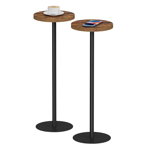 TUTOTAK Tall Round Side Table, Small End Table, Drink Table,Pedestal Table | for Small Space, Beside Table, Set of 2, Living Room and Bedroom, Brown TB01BB0652 - color: Brown, size: 2 Pack, style: Ordinary