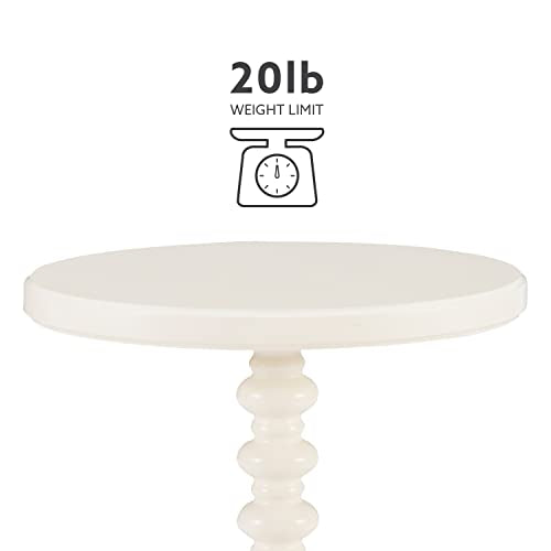 Powell Tarkin Round Off White Turned Spindle Pedestal Side Accent Table - color: Off White