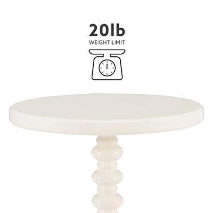 Powell Tarkin Round Off White Turned Spindle Pedestal Side Accent Table - color: Off White