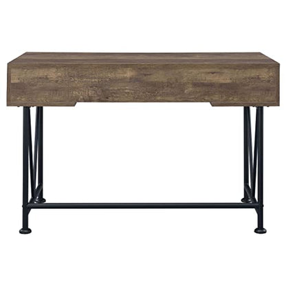 Coaster Furniture Analiese Farmhouse 3 Drawer Home Office Writing Desk Black Metal Base Rustic Oak Brown 802541 - color: Brown