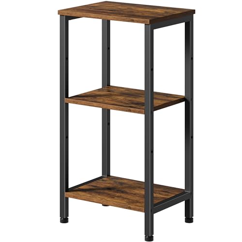 Asgolion 30 Inch Tall Side Table, Small End Table with Adjustable Shelf | Accent Table Stand for Home Decor, Small Entryway Table, Bedroom Tall Nightstand, Living Room, Office, Rustic Brown - color: Rustic Brown