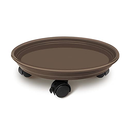 Plant Caddy with Wheels, Rolling Plant Dolly with Casters, Brown | Movable Plant Stand, Flower Pot Dolly Holder, Planter Pot Mover, Indoor Outdoor Use, 2 Wheels with Lock, Fit Most Pots - color: Brown