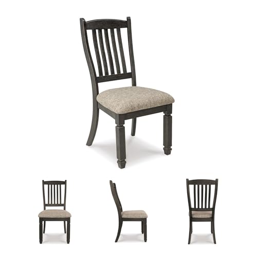 Signature Design by Ashley Tyler Creek Dining Room Upholstered Side Chair, 2 Count, Solid Wood, 19.25" H, Black and Grayish Black - color: Black