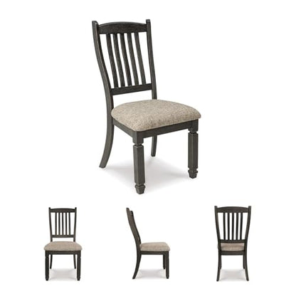 Signature Design by Ashley Tyler Creek Dining Room Upholstered Side Chair, 2 Count, Solid Wood, 19.25" H, Black and Grayish Black - color: Black