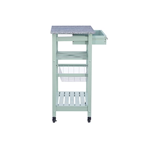 Linon Kitchen Island, Green, 15.75 x 22.83 x 33.86 Inches - color: Green and Granite, style: Whitney