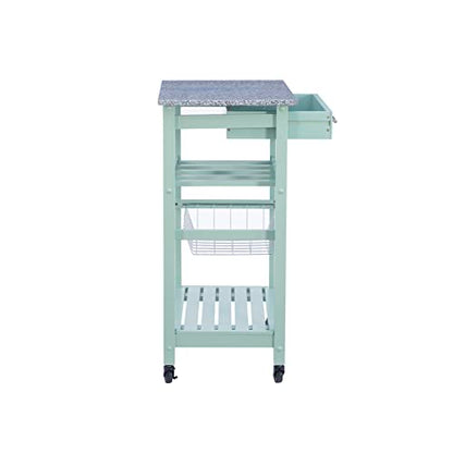 Linon Kitchen Island, Green, 15.75 x 22.83 x 33.86 Inches - color: Green and Granite, style: Whitney