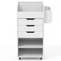 Tangkula Rolling Storage Drawer Cart, Home Office Mobile Drawer Cart, Wooden Utility Cart Storage Cabinet w/ 3 Drawers & 3 Open Storage Shelves, Paper Organizer w/Lockable Casters