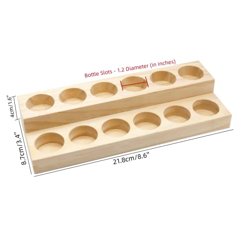 2 Pack 2-Tier Slanted Wooden Essential Oil Organizer - Perfume/Nail Polish Display Stand, Sturdy Space-Saving Countertop Rack for Small Cosmetics & Clear View - style: 2 Layers