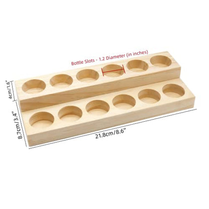2 Pack 2-Tier Slanted Wooden Essential Oil Organizer - Perfume/Nail Polish Display Stand, Sturdy Space-Saving Countertop Rack for Small Cosmetics & Clear View - style: 2 Layers