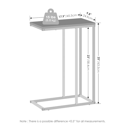 Furinno C-Shaped Side Table, Metal Frame End Table, Night Stand, Bedside Table, for Living Room, Bedroom, Americano - color: Americano, size: C-Shaped with Metal Frame