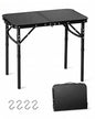 LOFTEY 2025 Reinforced Small Folding Table Portable, Small Foldable Camping Table, Heavy-Duty Mini Folding | 2 Adjustable Height | Lightweight Aluminum with Handle | 25" x 16" x 22", Black - color: Black-v