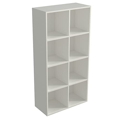 OSCHF 8-Cube Storage Shelf Bookcase - Wooden 4-Tier Floor Standing Open Bookshelf, Modern TV Stand up to 55 Inchs for Home and Office, Warm White - color: Warm White, size: 8-Cube