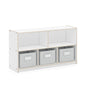 Guidecraft EdQ 5 Compartment Storage 24'' White with 3 Fabric Bins: Wooden Multi-Purpose Bookcase and Toy Organizers and Storage; Homeschool and Classroom Furniture - color: White