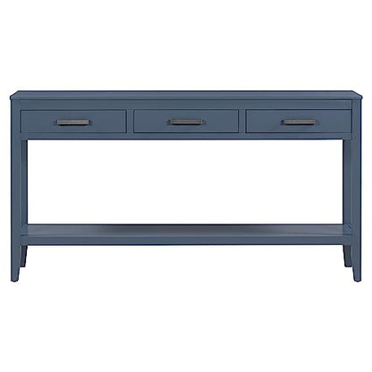 Merax Entryway Console Table with Storage, 3 Drawers Design/Wood Frame/Behind Couch & Sofa, Blue - color: Blue