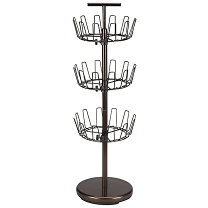 Household Essentials 2138 Three-Tier Adjustable Revolving Shoe Rack | Bronze - color: Bronze