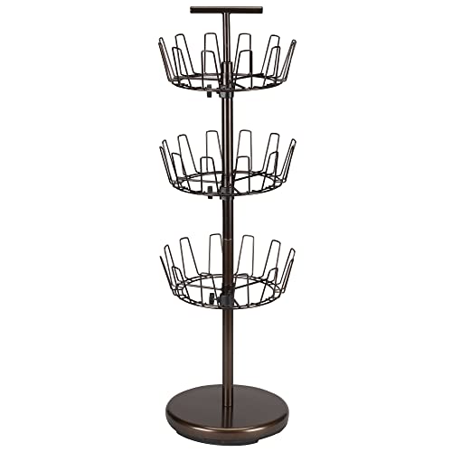 Household Essentials 2138 Three-Tier Adjustable Revolving Shoe Rack | Bronze - color: Bronze
