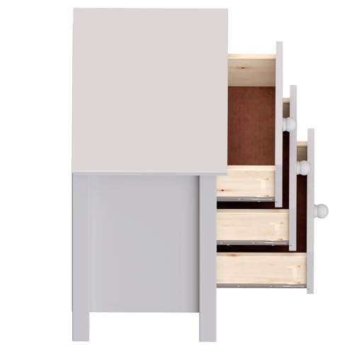 From the Tree Furniture Tall Nightstand with 3 Drawers - Solid Pine Wood Bedside Table with Spacious Storage & Sustainable Design - Gray Side Table for Bedroom Organization & Style - color: Grey