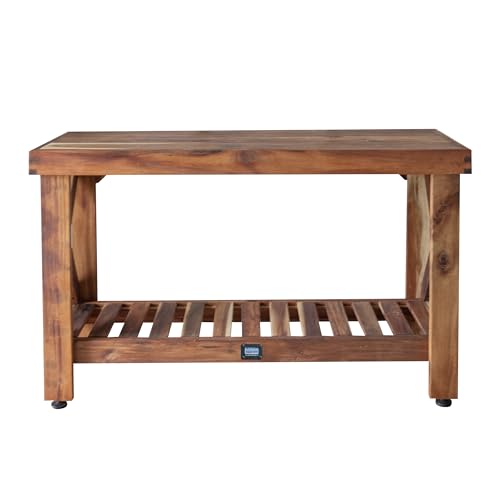 Backyard Discovery 48" Acacia Wood Farmhouse Narrow Console Table with Lower Slat Storage Shelf, Water-Resistant Design for Patio, Deck, Entryway, Living Room, Sofa Table, Indoor or Outdoor Use - style: Without Decorative Shelves
