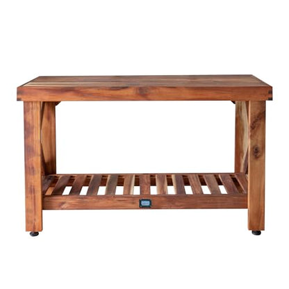 Backyard Discovery 48" Acacia Wood Farmhouse Narrow Console Table with Lower Slat Storage Shelf, Water-Resistant Design for Patio, Deck, Entryway, Living Room, Sofa Table, Indoor or Outdoor Use - style: Without Decorative Shelves