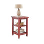 Alaterre Furniture Country Cottage Rustic Farmhouse Nightstand – 3-Tier Narrow End Table with Weathered Faded Finish, Carved Edges, & Turned Legs (Distressed Antique Red)