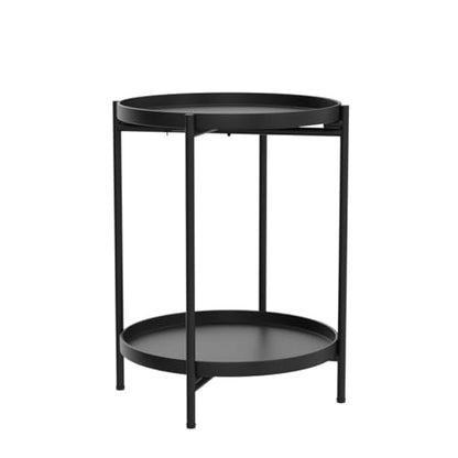 Tiita 2 Pack Round End Table Mental 2-Tier Side Table Nightstand/Small Iron Tables Accent Coffee Table for Living Room Bedroom Office Small Space - color: 2 Pack Teatable-black