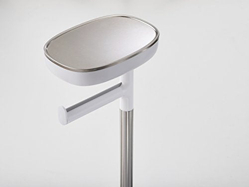 Joseph Joseph EasyStore Butler Toilet Paper Holder Stand and Flex Toilet Brush with Shelf and Drawer, Stainless Steel - style: Stand with Toilet Brush