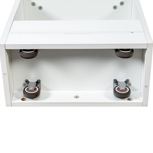 Slim Storage Cart,Pull-Out Spice Rack Next to Fridge White Narrow Storage Cabinet with Open Self, Wood Unit Storage Rack with Handle Wheels for Narrow Spaces,7 Tier - size: 2