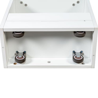 Slim Storage Cart,Pull-Out Spice Rack Next to Fridge White Narrow Storage Cabinet with Open Self, Wood Unit Storage Rack with Handle Wheels for Narrow Spaces,7 Tier - size: 2