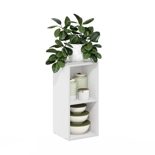 Furinno Fulda Book Shelf, 2-Tier Narrow Bookshelf, Bookcase with 10-in Width Storage Shelf, 9.3 x 9.8 x 21.2, for Living Room, Bedroom, Home Office, Plain White - color: Plain White, size: 2-Tier, 10W