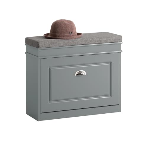 Haotian Grey Hallway Shoe Bench, Narrow Shoe Rack with Adjustable Shelf, Small Shoe Cabinet with 1 Flip-Drawer and Seat Cushion, FSR82-K-HG - color: Grey, size: 1 Drawer:24x9.4x20"