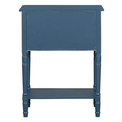 Knocbel Slim Antique Entry Console Table with 3 Drawers & Bottom Open Shelf, Solid Wood Narrow Sofa Couch Table for Entryway Hallway Living Room 23.7" W x 13" D x 31.4" H Navy Blue - color: Navy Blue