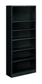 HON Metal Bookcase, 6 Shelves, 34-1/2 W by 12-5/8 D by 81-1/8 H, Black - color: Black, size: 6 Shelves