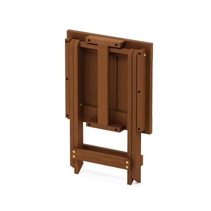 Furinno TIOMAN Folding Outdoor Side Table, Wooden Patio End Table for Garden, Porch, Balcony, Teak Oil, Light Wood - size: 13.7"D x 14.1"W