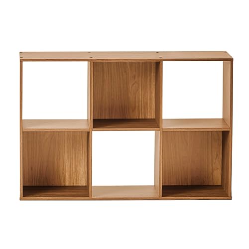6-Cube Storage Organizer, Bookcase, 3 Open & 3 Closed Back Shelves, Vertical/Horizontal Placement, 11" Cubes (Warm Walnut) - color: Warm Walnut