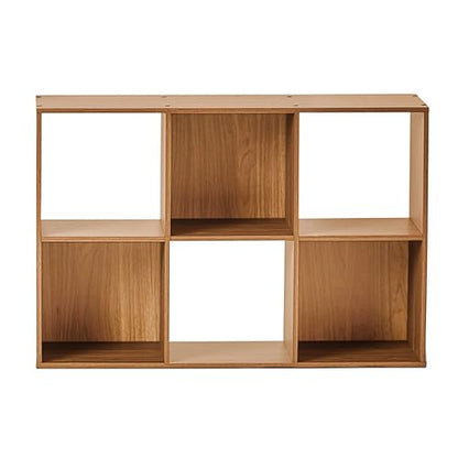 6-Cube Storage Organizer, Bookcase, 3 Open & 3 Closed Back Shelves, Vertical/Horizontal Placement, 11" Cubes (Warm Walnut) - color: Warm Walnut