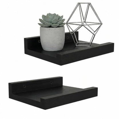 Z metnal Small Floating Shelves, Natural Wooden Display Wall Shelf for Picture Ledge, Nursery Floating Shelves, Black, Wall Mounted, 8 x 5.5 inch, 2 Pcs - color: Black, size: 8 Inch