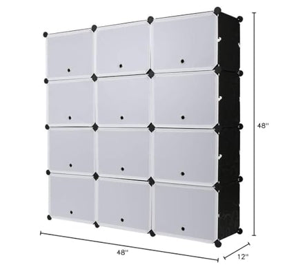 21 Cube Storage Organizer, Closet Storage Shelves with DIY Closet Cabinet Bookshelf Plastic Square Organizer Shelving for Home, Office, Bedroom (White-21 Cube)