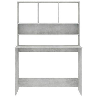 Compact Computer Desk with Storage Shelves, Modern Engineered Wood Writing Table for Small Spaces, Home Office Workstation, Concrete Grey - color: Concrete Gray