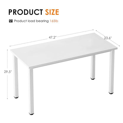 Need 47 inch Computer Desk, White Tabletop, White Metal Frame,Modern Simple | Home Office Desk, Basic Sturdy Writing Table, Adjustable Feet, Water-Resistant, Dorms & Bedrooms, Easy Assembly, Game & Study - color: White, size: 47 inches