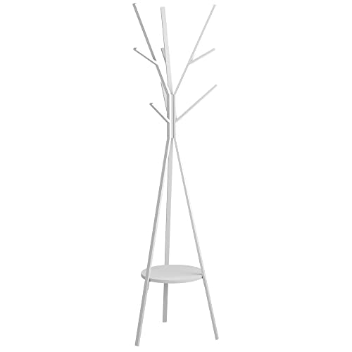 HOME BI Coat Rack Hat Stand Free Standing Display Hall Tree Metal Hat Hanger Garment Storage Holder with 9 Hooks for Clothes Hats and Scarves in White,17.72" Wx17.72 Dx70.87 H - color: White