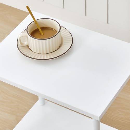 HOOBRO End Tables Set of 2, Small Side Table, Nightstand with 2-Layer Storage Shelves, Sofa Table for Small Spaces, Living Room, Bedroom, Stable Frame, Easy Assembly, White WW09BZP201 - color: White