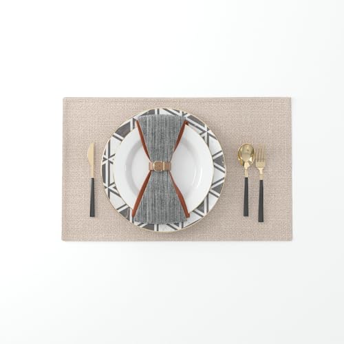 Set of 4,Soft Caddice Faux Linen 2 Side Place Mats Heat Resistant Dining Table Place Mats Kitchen Table Mats 12 x 18 Natural Linen - color: Natural Linen, size: Rectangular Placemats 12" x 18"