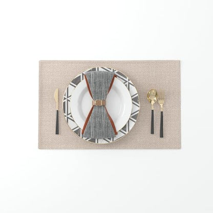 Set of 4,Soft Caddice Faux Linen 2 Side Place Mats Heat Resistant Dining Table Place Mats Kitchen Table Mats 12 x 18 Natural Linen - color: Natural Linen, size: Rectangular Placemats 12" x 18"