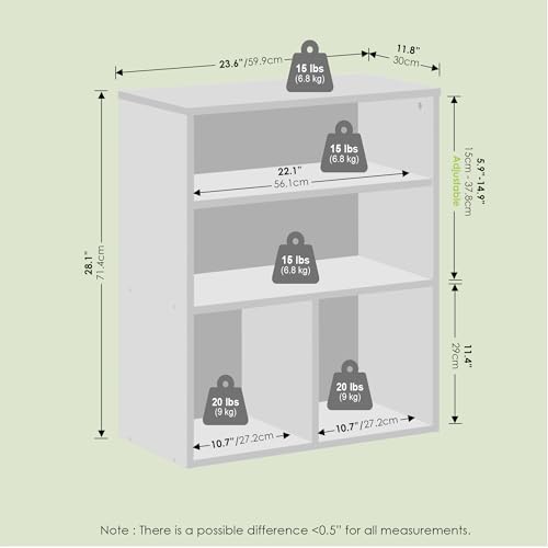 Frei Bookcases, Bookshelf, 4 Cube Display Bookcase, with Adjustable Shelves, for Home Office, Living Room, Black Oak - color: Black Oak, size: 23.6(W)x28.1(H)x11.8(D) Inches.